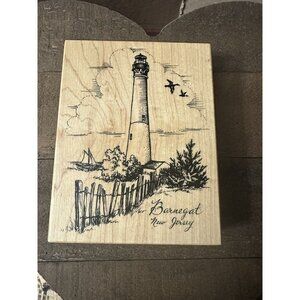 PSX Barnegat New Jersey Wood Mounted Rubber Stamp K2852 lighthouse